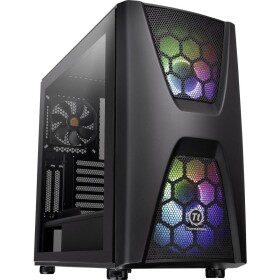 Thermaltake Commander C34 TG midi tower PC skrinka, herné puzdro čierna 2 predinštalované LED ventilátory, 1 predinštalovaný ventilátor, kompatibilný s LCS,; CA-1N5-00M1WN-00