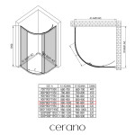 CERANO - Sprchový kout Solero L/P - 6 mm - čtvrtkruh - R550 - chrom, transparentní sklo - 100x80x195 CER-473927