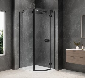 POLYSAN - GLOBE BLACK štvrťkruhová sprchová zástena 900x1000, číre sklo, pravé GB2910RB