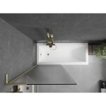 MEXEN/S - Next L vaňová zástena FIX 80 x 150, prúžky, zlatá kartáčovaná 895-080-000-03-09-55