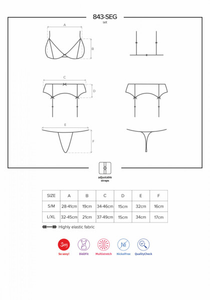 Set Obsessive L/XL krémová