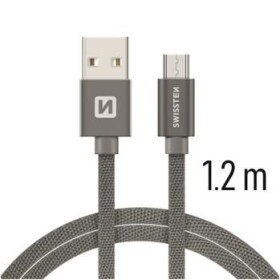 SWISSTEN TEXTILE dátový kábel USB - microUSB 1.2m šedá (71522202)