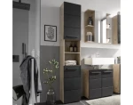 Vysoká kúpeľňová skrinka Vista 34 cm, dub viking/čierna%