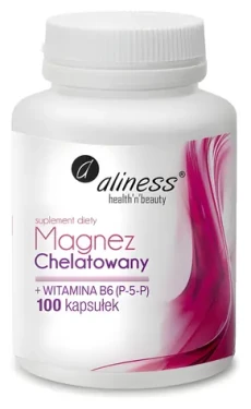 Aliness Chelated Magnesium 650 mg + B6 / Výživový doplnok / 100 kapsúl / bez lepku / bez cukru