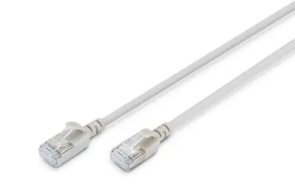 Digitus CAT 6A Slim šedá / Patch kábel / F/FTP / 1,5 m / AWG 32/7 / 10 Gbit/s / PoE+ (DK-1632-A-015S)