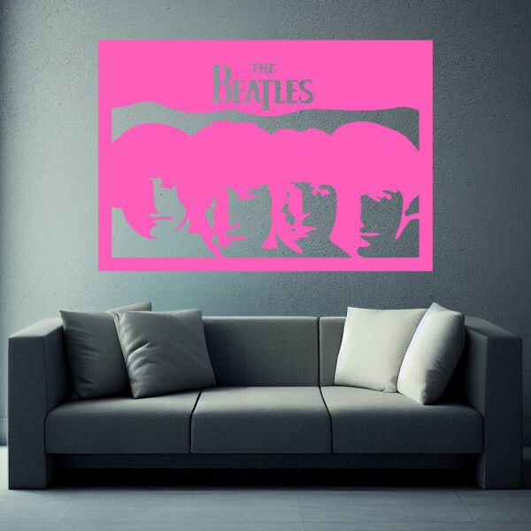 Veselá Stena Samolepka The Beatles Farba: růžová, Veľkosť: 80 x 55 cm