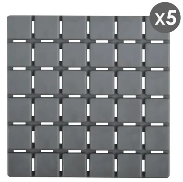 MSV QUADRO súprava 5 ks protišmykových podložiek šedá / SBS kaučuk / 13 x 13 cm