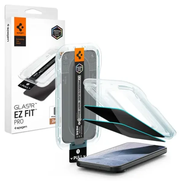 Spigen Glass tR EZ Fit Pro Privacy 2 ks / Ochranné sklo / Google Pixel 11/10 / Privátny filter / 10H+ (AGL11546)