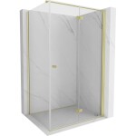 MEXEN/S - Mist-F sprchovací kút skladacie dvere pravá 70 x 90, transparent, zlato kartáčovaná 8A6T-070-090-55-00-P