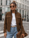 Dámska semišová bunda / bomber TY5578 Tmavo hnedá - Fashion Street S tmavě hnědá
