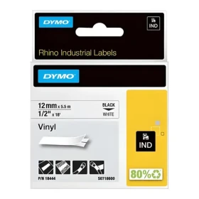 Dymo originálna páska do tlačiarne štítkov 12mm x 5,5m (biely podklad) / čierna tlač / RHINO vinylová profi (18444)