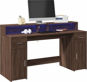 VidaXL Biurko z podświetleniem LED, Hnedý dub, 160x55x91 cm