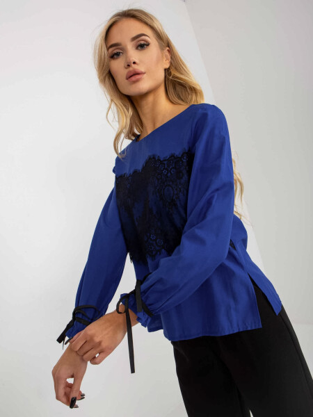 Dámska blúzka LK-BZ-506877.15x Kráľovská modrá s čiernou - FPrice XL-42 Královská modř