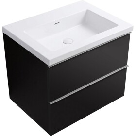 CERANO - Kúpeľňová skrinka Velora - čierna matná, úchytka chróm + umývadlo z lit. mramoru Ovo - biela lesklá - 60,5x58x46,5 CER-980000