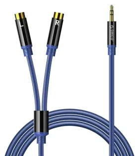 Orico AXRF modrá / Audio kábel / Jack 3,5 mm (M) - 2x RCA / 2 m