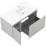 MEXEN/S - Rivel kúpeľňová skrinka 90 cm s umývadlom Vela pravá, 1S, 1D, reliéf, sivá mat/biela mat 91A23-09047-3-BBFF62-W23P01