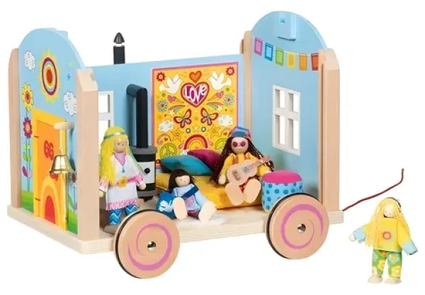 GOKI Drevený karavan pre bábiky