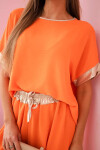 Viskózová súprava so zlatým lemovaním oranžová UNI