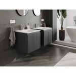 MEXEN/S - Rivel kúpeľňová skrinka 50 cm s umývadlom Vela, 1 šuplík, reliéf, grafit mat/biela mat 91A20-05047-1-BF66-W23M01
