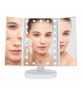 IQtech iMirror 3D Magnify biela / kozmetické Make-Up zrkadlo / trojpanelové s LED Dot osvetlením, (8595654700892)