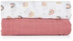 PETITE&MARS Prikrývka bambusová mušelínová 2ks Misty Rose Rainbow 2v1, 120 x 120 cm