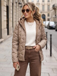 Dámska prešívaná prechodná bunda s kapucňou, béžová, FashionStreet TY5882 S