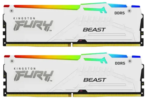 Kingston Fury Beast White RGB 64GB (2x32GB) DDR5 5600MHz EXPO/CL36/DIMM/On-Die ECC/EXPO/XMP/1.25V (KF556C36BWEAK2-64)