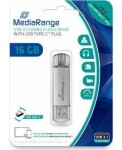 MediaRange MR935 USB-Stick 16GB strieborná / USB 3.0 Type A / Rýchlosť čítania 60 MB/s / Rýchlosť zápisu 15 MB/s / Hliník (MR935)