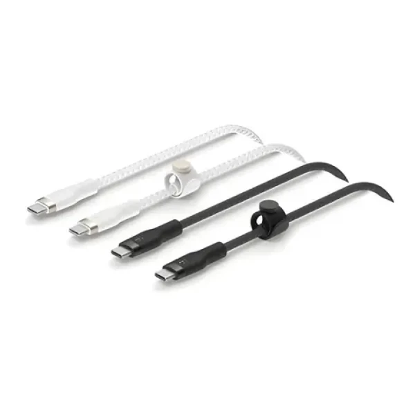 Belkin CAB011bt1MBW2PK čierna/biela / Dátový kábel USB-C - USB-C / 1m / silikónový / 2ks (CAB011BT1MBW2PK)