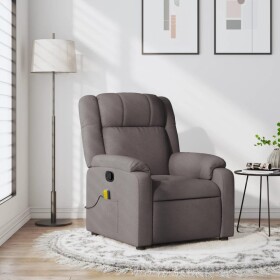 VidaXL vidaXL Rozkładany fotel masujący, taupe, obity tkaniną
