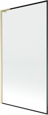 MEXEN/S - Next L vaňová zástena FIX 100 x 150, čierna vzor, zlatá kartáčovaná 895-100-000-03-70-55