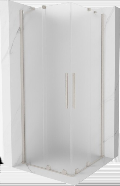 MEXEN/S - Velar Duo sprchovací kút, posuvné dvere 100 x 100, dekor, nikel kartáčovaný 871-100-100-32-97