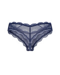 Dámske tangá Nightly Blue Crotchless Dark Blue - Obsessive XL/2XL