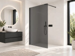 CERANO - Sprchová zástena Walk-in Onyx Cube Ľ/P - 10 mm - hranatá vzpera - čierna matná, grafitové sklo - 120x200 CER-8050BD8366