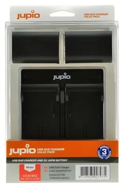 JUPIO Set 2x LP-E6 1700mAh + USB duálna nabíjačka / Akumulátor a nabíjačka / pre Canon / 1700 mAh (CCA1002)