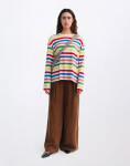 Thinking MU Emily Multicolor Striped Long Sleeve T-Shirt STRIPES S