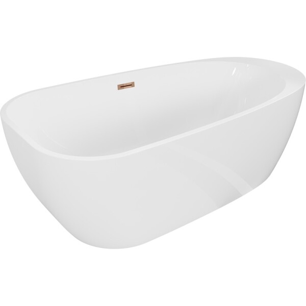 MEXEN/S - Giada voľne stojaca vaňa 170 x 90, biela lesk, sifón a prepad ružové zlato 52741709000-60