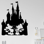 Veselá Stena Samolepka Zamilovaní Mickey a Minnie na Zámku Farba: šedá, Veľkosť: 80 x 62 cm