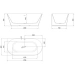 MEXEN - Oval Slim voľne stojaca vaňa nástenná 170 x 80, biela/čierna, bez krytky prepadu a zátky 52661708075-SS