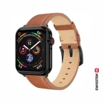 Swissten Kožený remienok pre Apple Watch 42/44/45/49mm hnedá / čierna spona a čierne pútko (46000813)