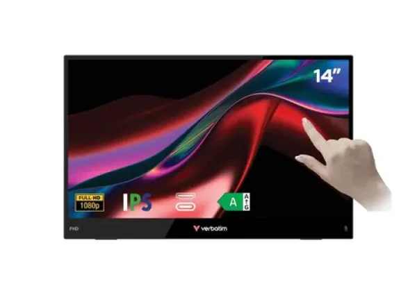 14" Verbatim PMT-14 LIGHT Series čierna / Monitor / IPS / FHD 1920 x 1080 / 10 ms / USB-C / Mini HDMI / prenosný dotykový