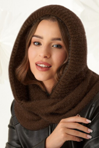 Dámsky šál s kapucňou Chimney 48-495 Chocolate - AJS UNI