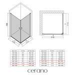 CERANO - Sprchovací kút Antelo Duo Ľ/P - 6 mm - čierna matná, transparentné sklo - 110x100x190 - otočný CER-482371