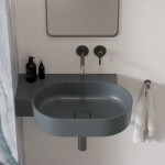 OMNIRES - OVO M+ umývadlo na dosku/závesné - ľavé, 64 x 44 cm, ash grey mat; OVO645UWLAG