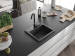 MEXEN/S MEXEN/S - Milo granitový drez 1 435 x 410 mm, čierna kropenatá, + čierny sifón 6505441000-76-B
