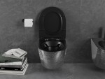 MEXEN - Lena Závesná WC misa vrátane sedátka s slow-slim, duroplast, čierna mat / strieborný vzor 30224072