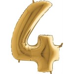 Nafukovací balónik číslo 4 zlatý 102 cm extra veľký - Grabo