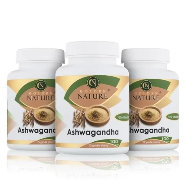 Golden Nature Ashwagandha (Ašvaganda) 10% withanolidov 300 cps. (3x100 cps) (GN2100060)