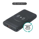 ESTUFF INFINITE čierna / Powerbanka / 10.000 mAh / PD 20 W / Bezdrôtové nabíjanie 10 W / USB-C (ES641042)