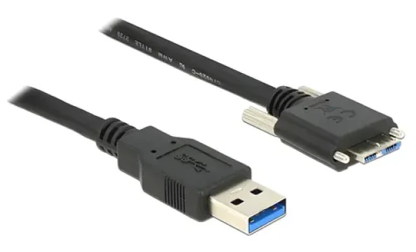 DeLock Kábel USB-A - Micro-USB B so skrutkami čierny / Kábel / 2 m / USB 3.2 Gen 1 / 5 Gbit/s (83598)